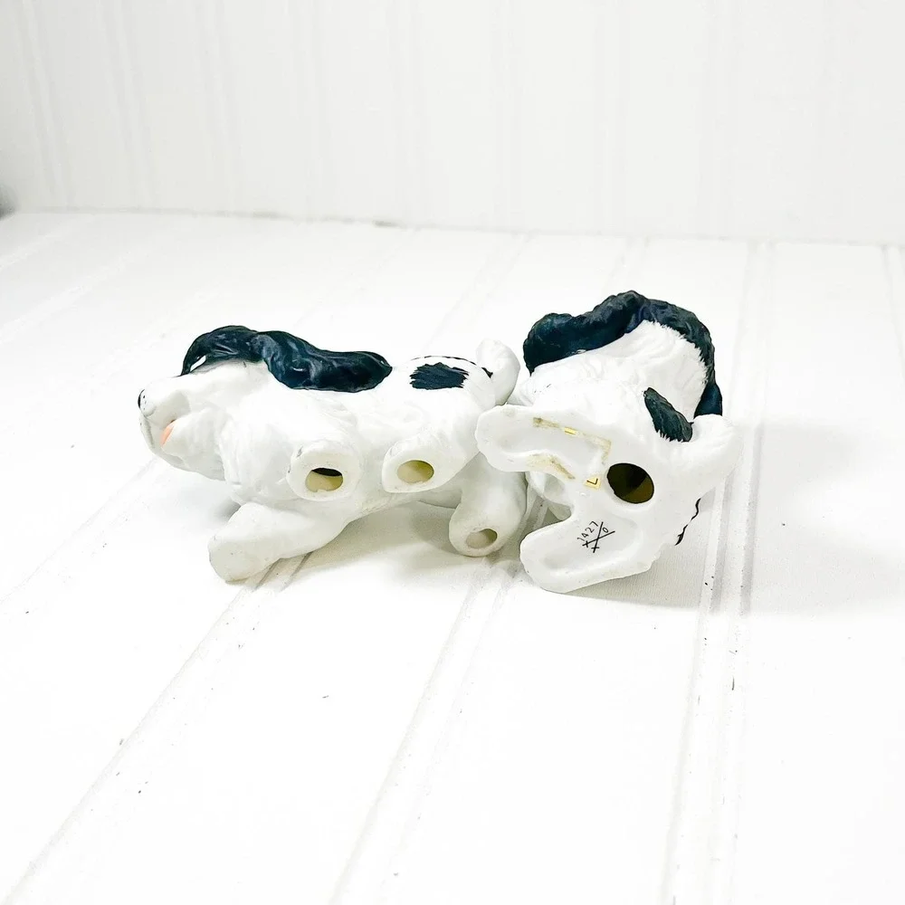 Vintage Black and White‎ Puppy Figurine Set of 2